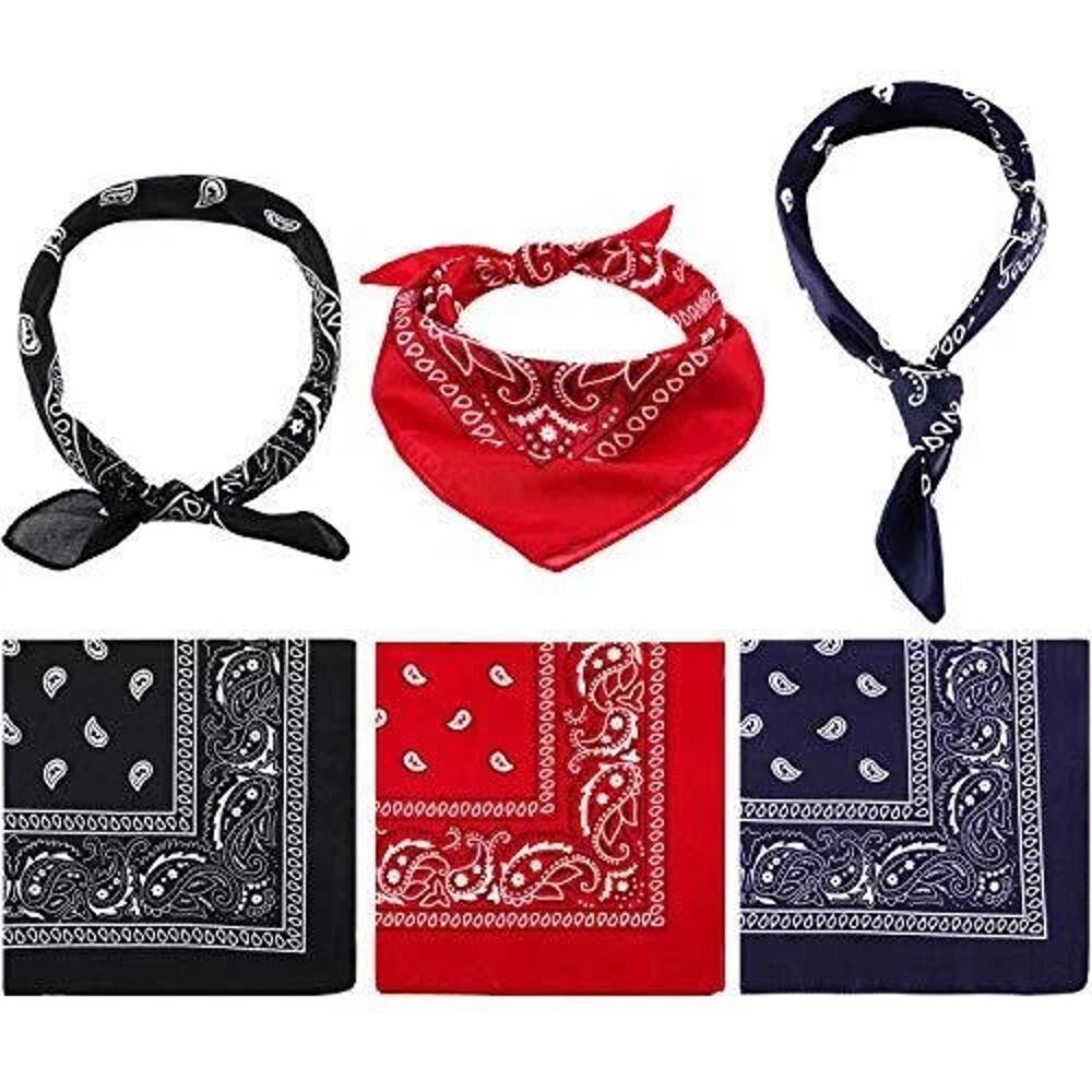 Kipp 12 Pack Bandanas Paisley Print Cowboy Bandana Handkerchiefs 3 Colors